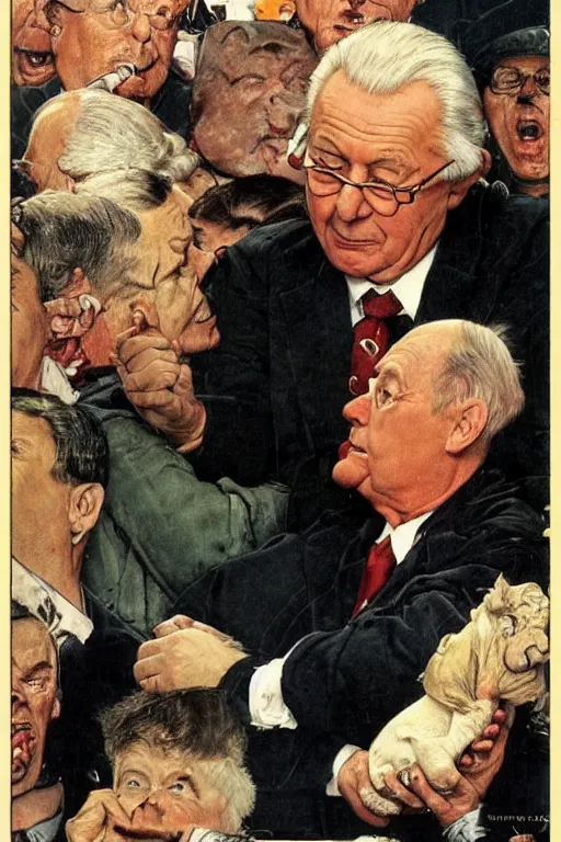 Image similar to Jean Marie Lepen looks like a pig by Norman Rockwell