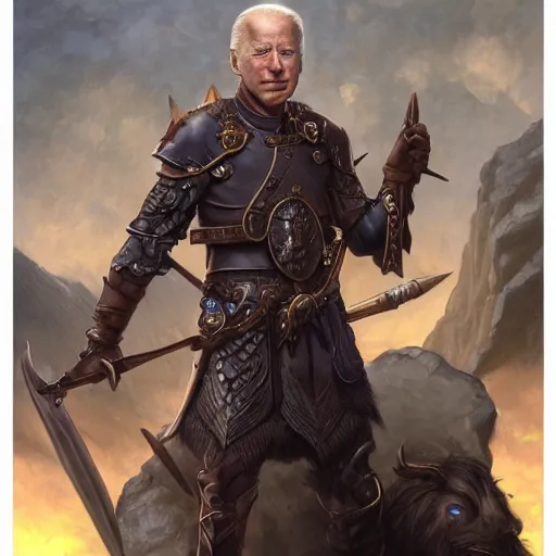 Image similar to Joe Biden as a fantasy D&D character, portrait art by Donato Giancola and James Gurney, digital art, trending on artstation
