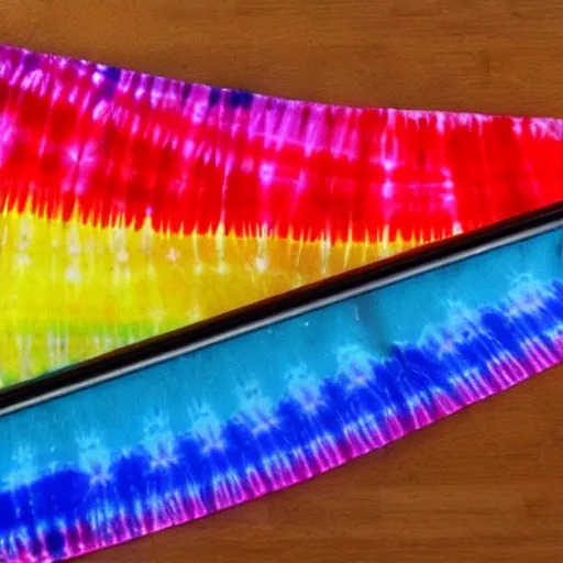 Image similar to a light saber made of tie dye colors inside