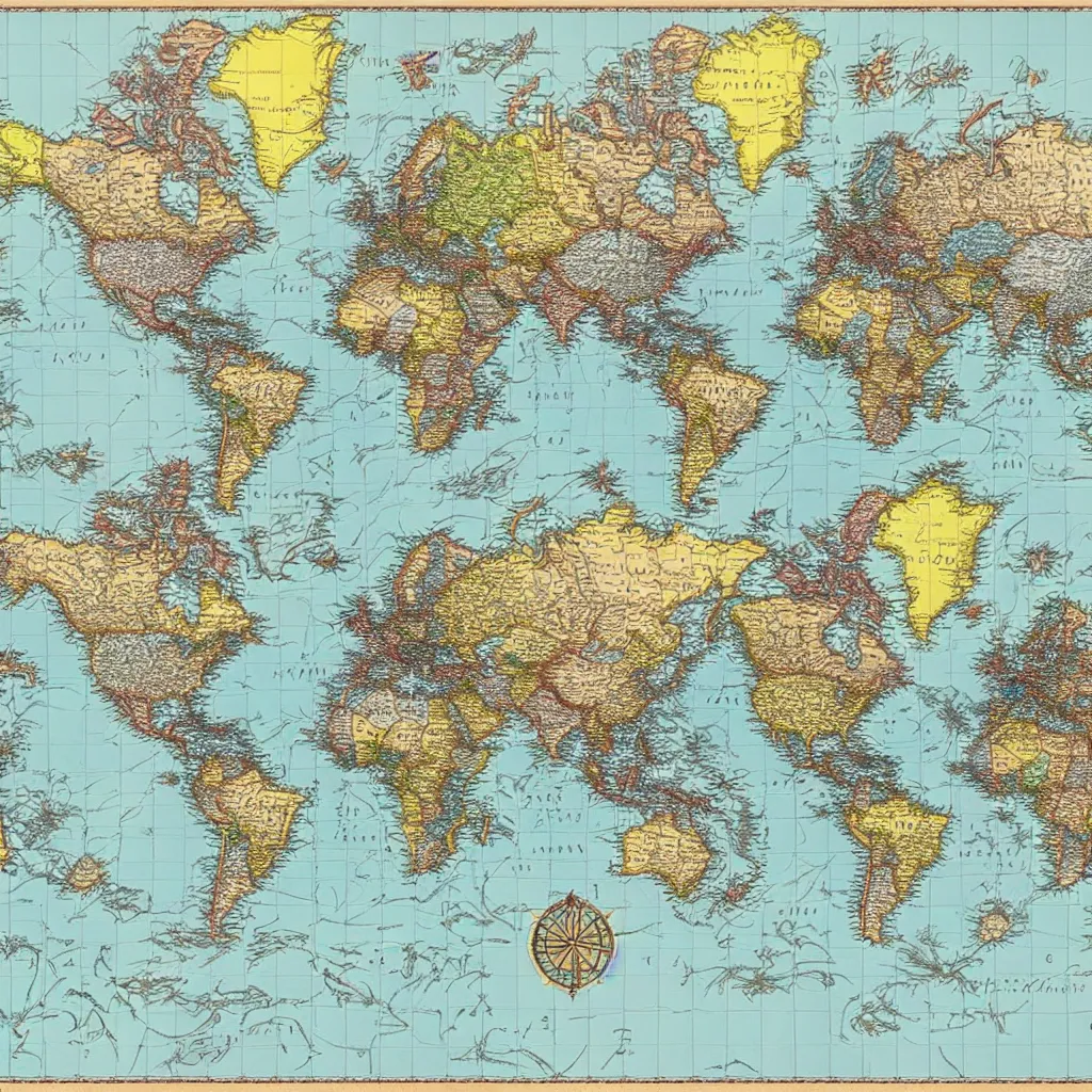 Prompt: world map, highly detailed