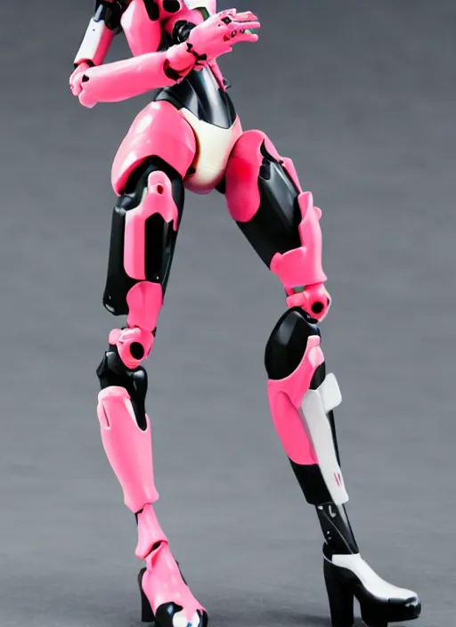 Prompt: Girl in mecha cyber Armor, portrait of the action figure of a girl, with bare legs，in the style of NEON GENESIS EVANGELION，anime figure，full body