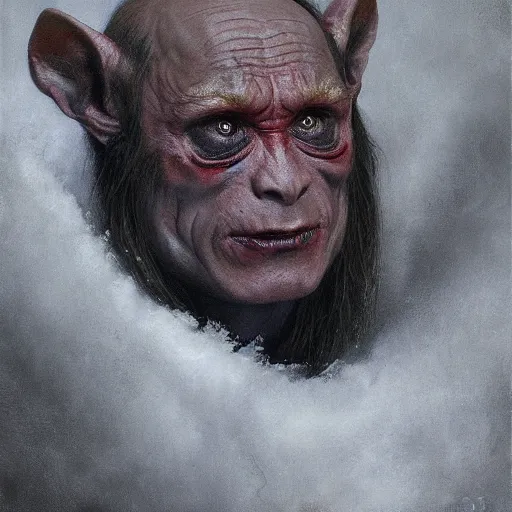 Prompt: vladimir putin, gremlin, macabre by donato giancola and greg rutkowski and wayne barlow and zdzisław beksinski, realistic face, digital art