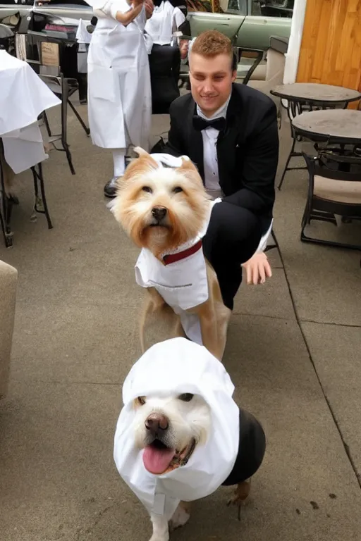 Prompt: a waiter dog