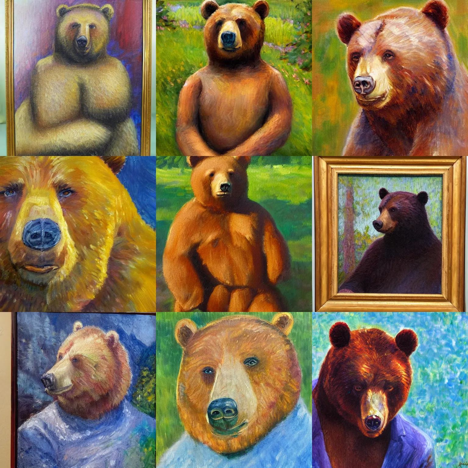 Prompt: An impressionist oil painting of a human bear