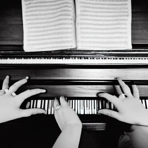 Prompt: a piano player with 20 fingers. View from above. Beautiful photography