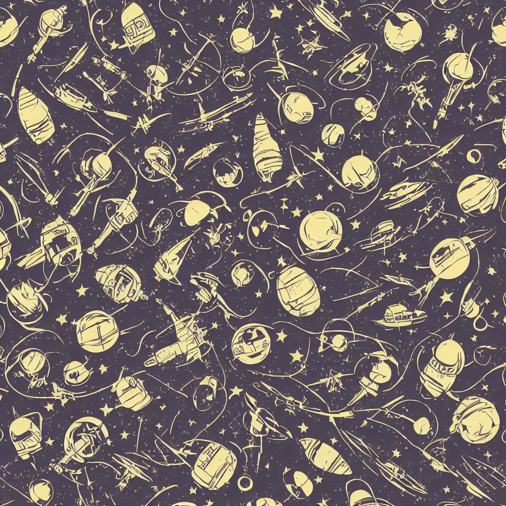 Prompt: cosmonaut retro pattern seamless texture