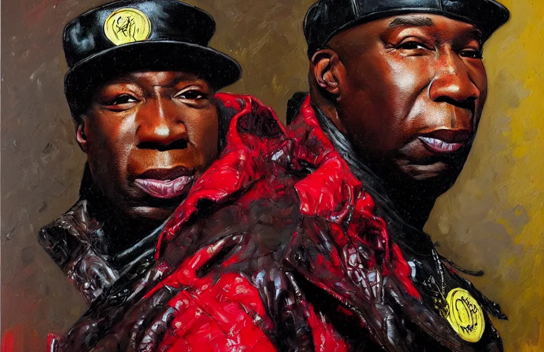 Image similar to portrait of grandmaster flash!!!!!!!!!!!!!!!!!!!!!!!!!!!, detailed face, detailed painting, epic lighting, by ilya repin, phil hale and kent williams