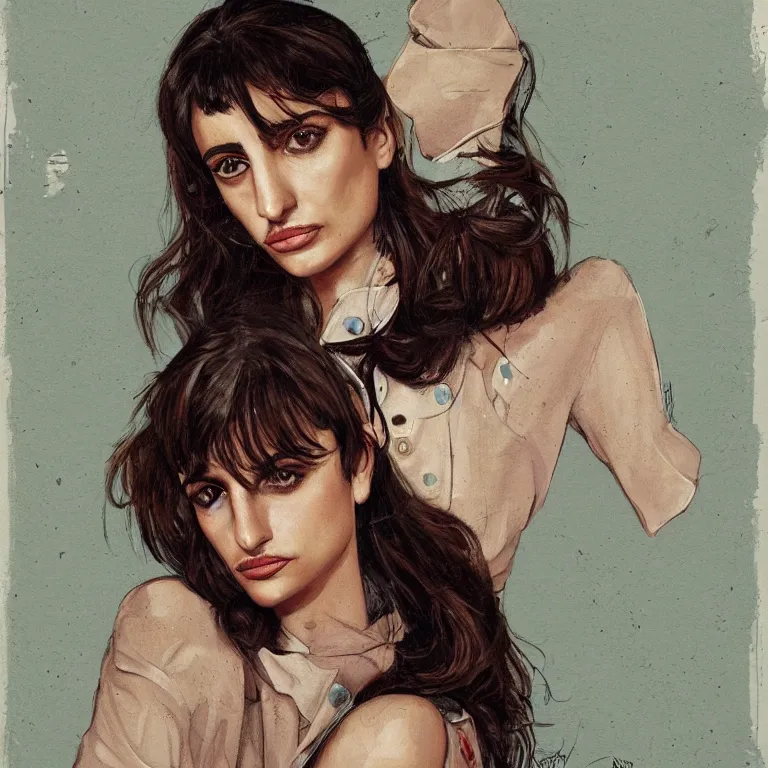 Image similar to Portrait of Penélope Cruz Sánchez in style of Etam Cru