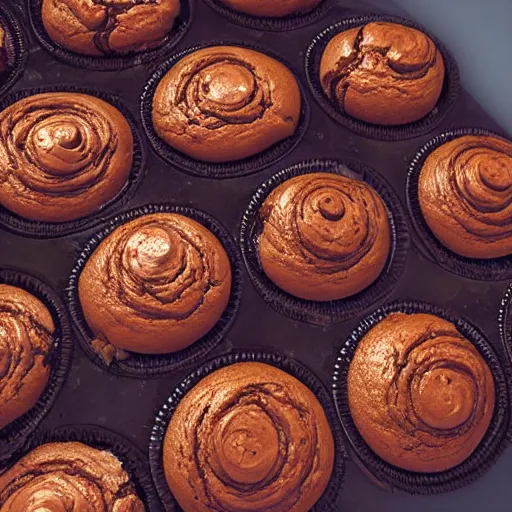 Prompt: wonderful chocolate muffins floating in a sea made by white chocolate, fantasy, intricate, elegant, highly detailed, digital painting, artstation, concept art, smooth, sharp focus, illustration,