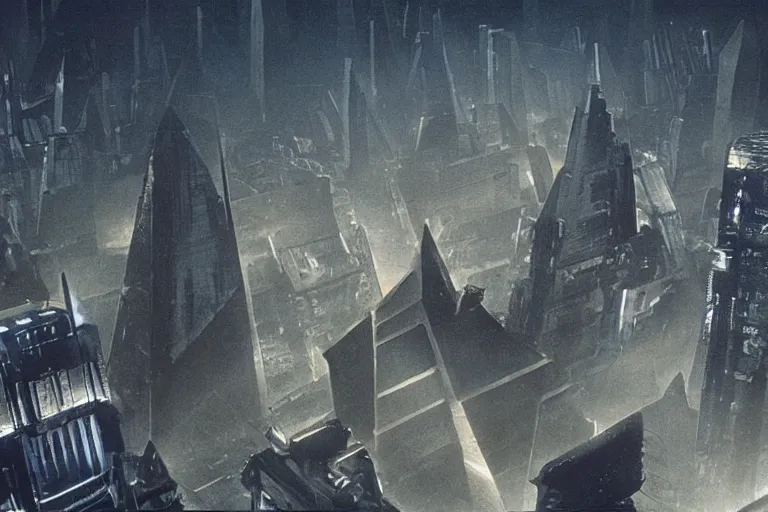 Image similar to Tyrell corporation pyramids, Blade runner, very detailed, photo-realistic, by Ridley Scott and Douglas Trumbull