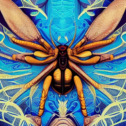 Image similar to A complex scarab insect, highly detailed and intricate, by Lois van baarle , 8k