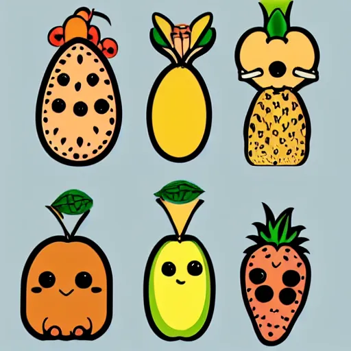 Image similar to cute sticker set of different fruits with legs