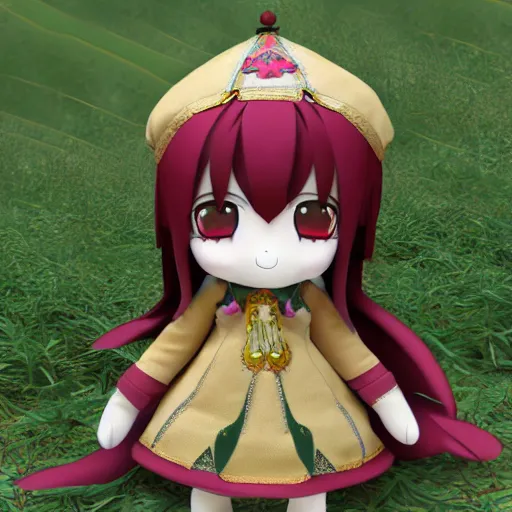 Image similar to cute fumo plush of the priestess of the temple of the harvest, plant maiden, vray