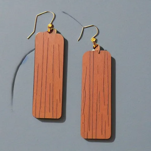 Prompt: lasercut segmented 2d wood earrings, graphic designs from 80's new wave