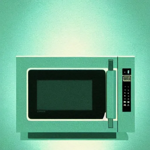 Image similar to a mint condition microwave, from the eighties, from japan, beautiful and aesthetic, close up, intricate, highly detailed, sleek face, smooth, sharp focus, specular light, occlusion shadow, rim light, artgerm, artstation, art by greg rutkowski and ilya kuvshinov and salvador dali, fantasy illustration