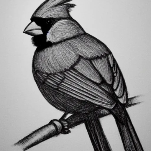 Prompt: a cardinal drawn on school paper