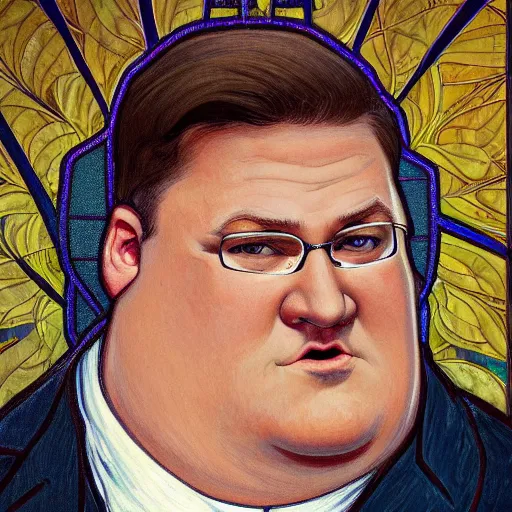 Image similar to full body portrait of Peter Griffin , very detailed eyes, hyperrealistic, beautiful and symmetrical face, very detailed painting by Claude Monet and Alphonse Mucha, ornate, trending on artstation, extremely high detail, incredibly intricate