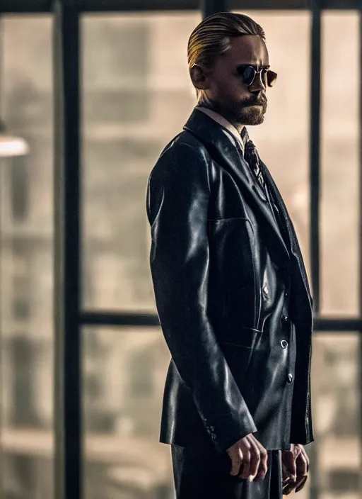 Prompt: film still of Jared Leto as James Gordon in Gotham, 4k