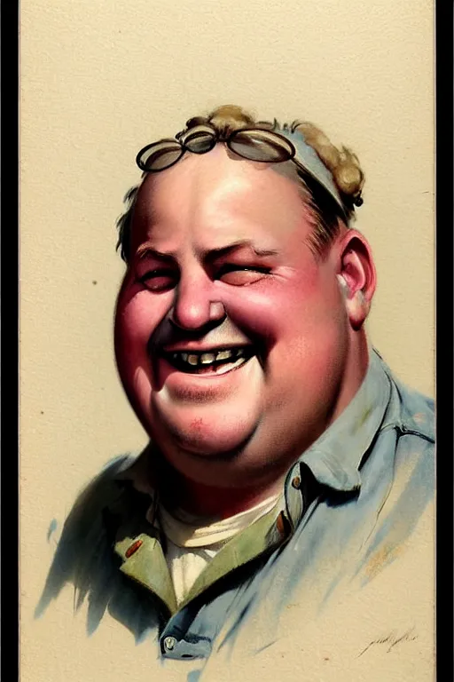 Image similar to ( ( ( ( ( 1 9 5 0 s retro happy smiling fat middle aged mechanic man face portrait. muted colors. ) ) ) ) ) by jean - baptiste monge!!!!!!!!!!!!!!!!!!!!!!!!!!!!!!