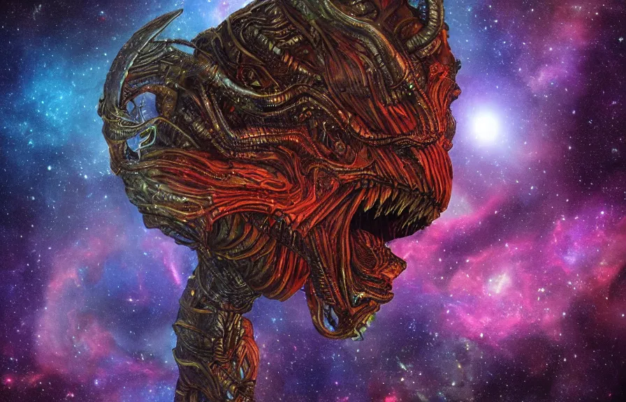 Prompt: alien god monster deep in the cosmos