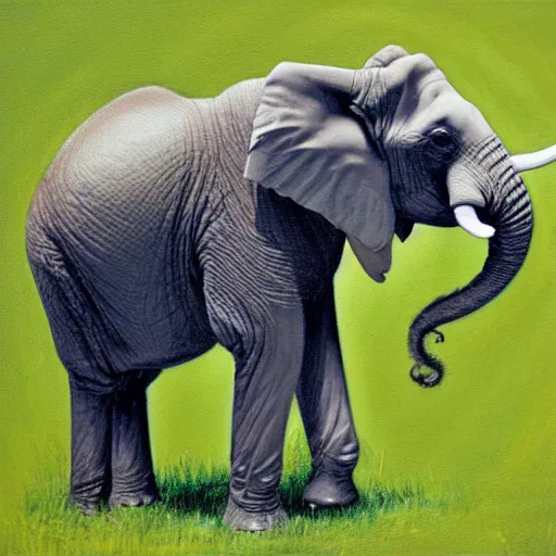 Prompt: an elephant on a green meadow art by Davis Marc