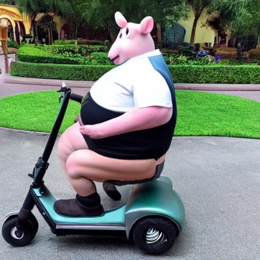 Image similar to a morbidly obese rat!!!!!!!!!!!!! riding a mobility scooter at disneyworld, photo