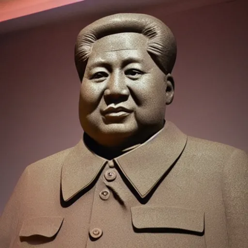 Image similar to a photo of mao zedong's sculpture on mars a made of resin, dramatic lighting