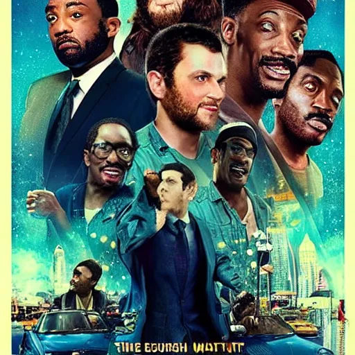 Prompt: “twight the movie poster, seth rogan, tim robinson, eddie murphy, highly detailed”