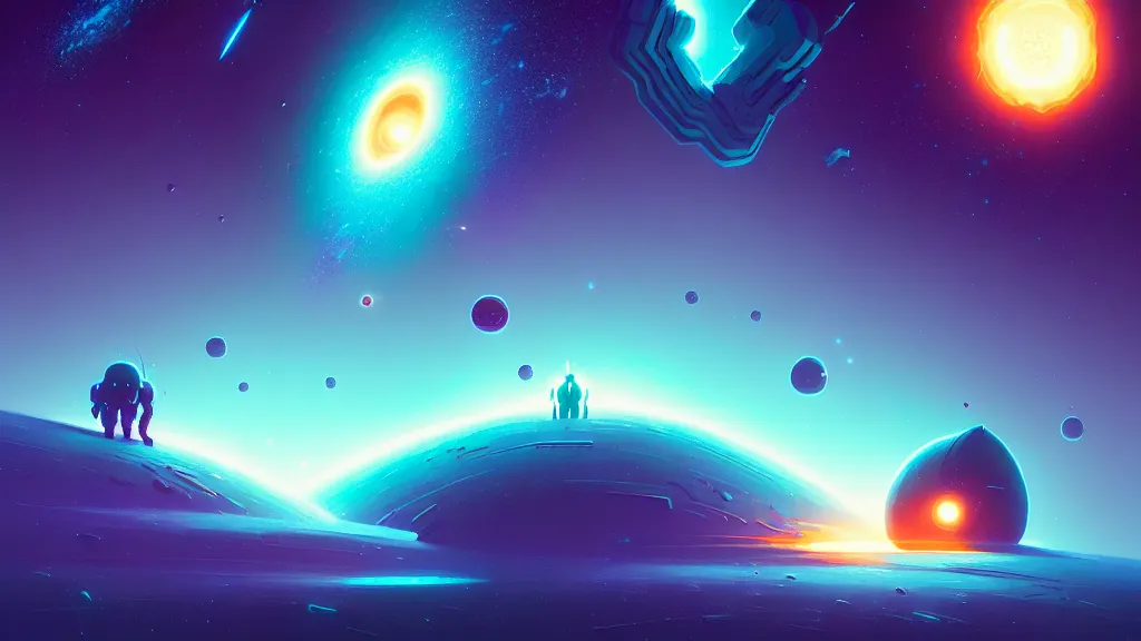 Image similar to stellar twins, birth and death of a star by christopher balaskas and anton fadeev and dan mumford and josan gonzalez and beeple, hyperrealistic, high detail, ultra detailed, space, nebula, sharp focus, stellar formation, astronomy, science, annihilation