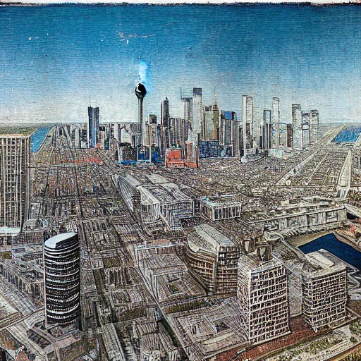 Image similar to Toronto city view, in the style of Leonardo Da Vinci