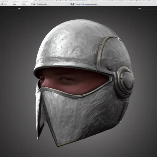 Image similar to a helmet with a sword in it, an ambient occlusion render by xul solar, trending on polycount, new objectivity, sketchfab, greeble, hard surface modeling
