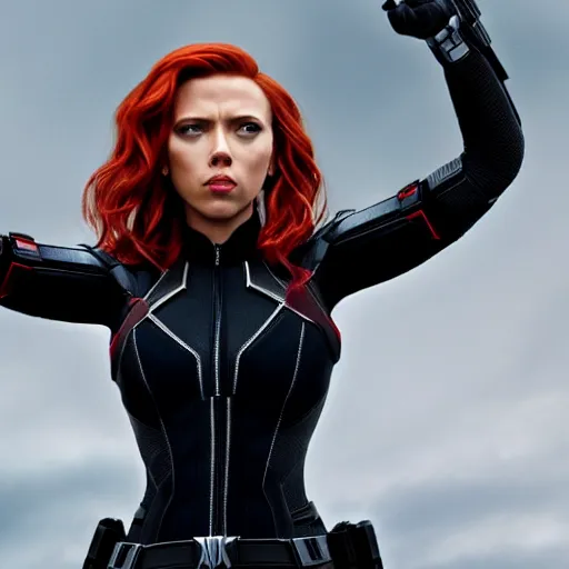 Prompt: scarlett johansson as black widow in the avengers on 2012 in real life