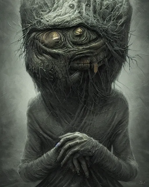 Image similar to a painting of a strange creature by anton semenov and dariusz zawadzki