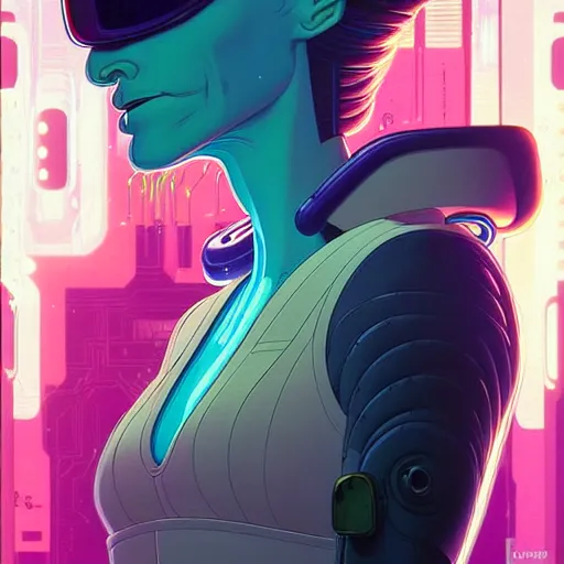 Image similar to h 0 c 0 k futurama cyberpunk portrait by gaston bussierre and charles vess and james jean and erik jones and rhads, inspired by ghost in the shell, beautiful fine face features, intricate high details, sharp, ultradetailed