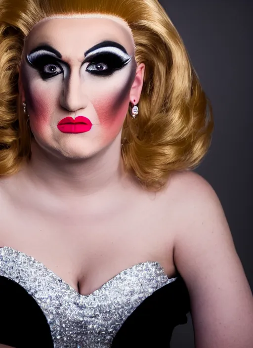 Image similar to studio portrait of ted cruz in full drag dressed in drag dressed as a woman makeup, 8 k, studio lighting, key light, back light, sequents,