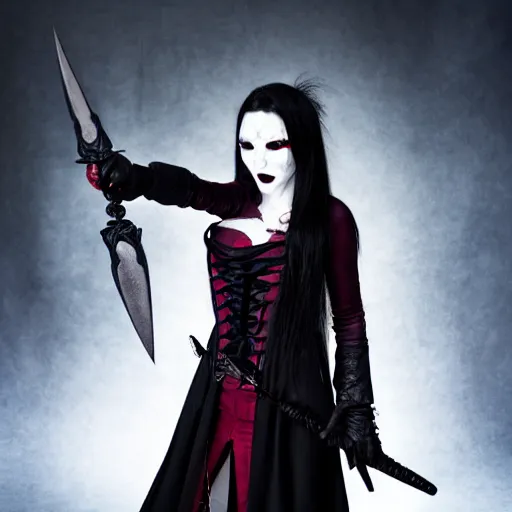 Prompt: photo of a real-life vampire female assassin