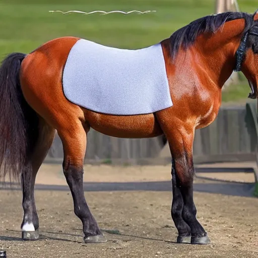 Image similar to the world's smallest horse-pony standing side by side with a shoe-crab, it's amazing how similar they are in size