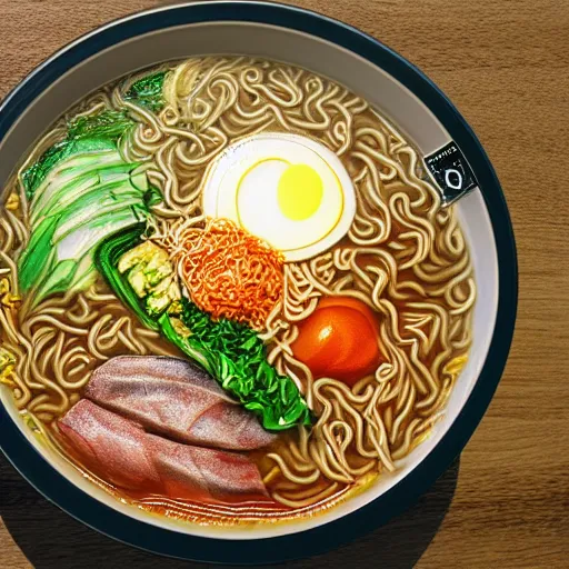 Image similar to The universe in a ramen, 8k, hyper realistic, insanely detailed, HDR