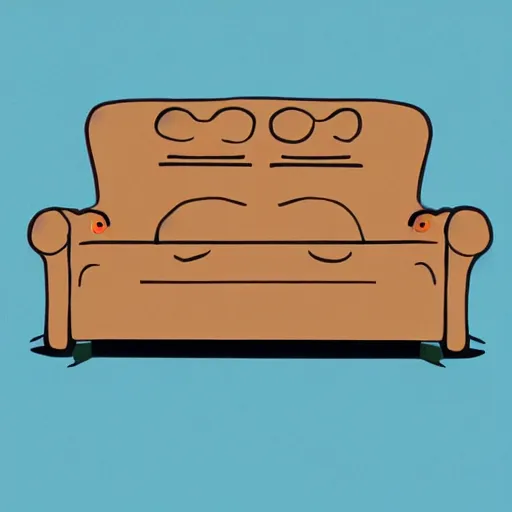 Image similar to a photo of a happy anthropomorphic sofa, digital art
