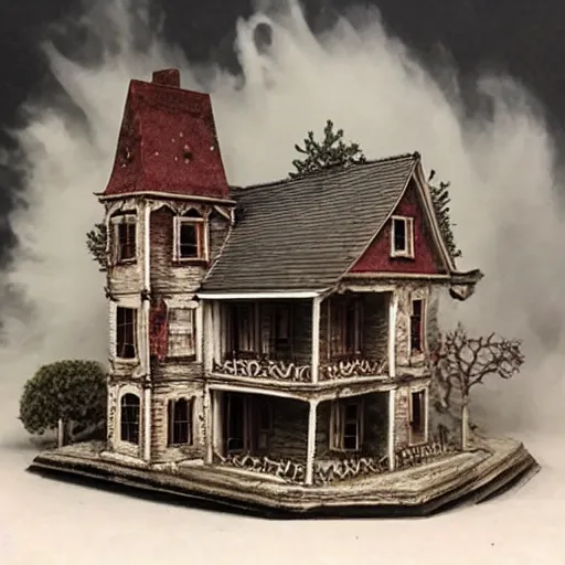 Image similar to hell horror highly detailed fog house foster