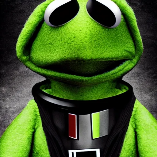 Image similar to kermit the frog as darth vader, digital art 8k