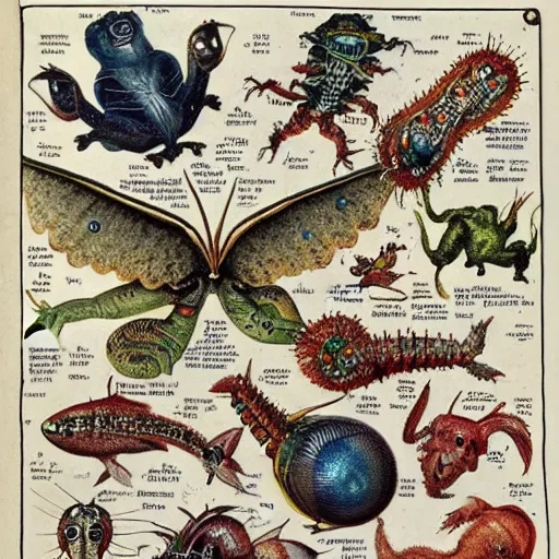 Image similar to bizarre bestiary of microcosmic creatures