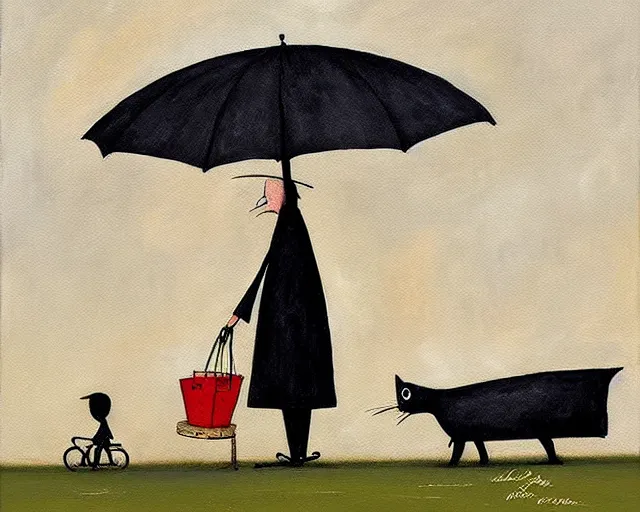 Image similar to a painting by sam toft and guy billout