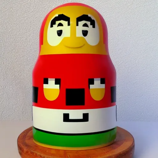 Image similar to photo of russian nesting doll that looks like mario