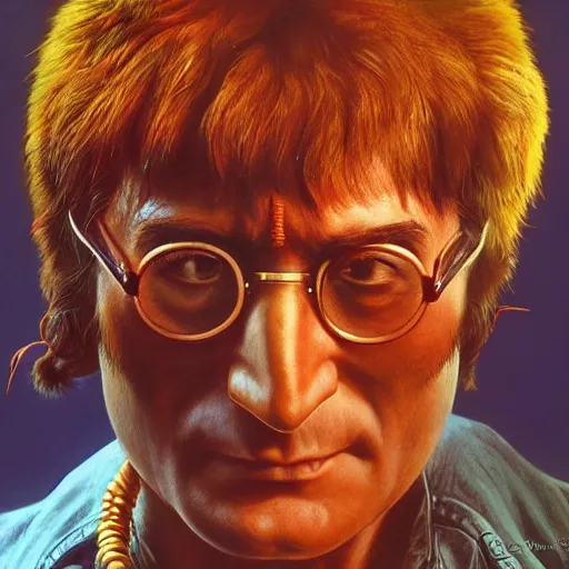 Image similar to john lennon as dhalsim street fighter, ultra realistic, concept art, intricate details, highly detailed, photorealistic, octane render, 8 k, unreal engine, art by frank frazetta, simon bisley, brom