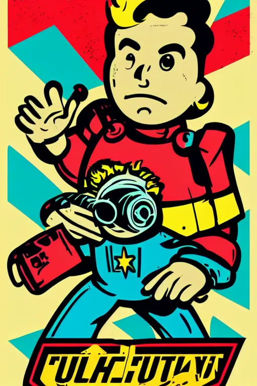 Image similar to fallout 7 6 retro futurist illustration art by butcher billy, sticker, colorful, illustration, highly detailed, simple, smooth and clean vector curves, no jagged lines, vector art, smooth andy warhol style