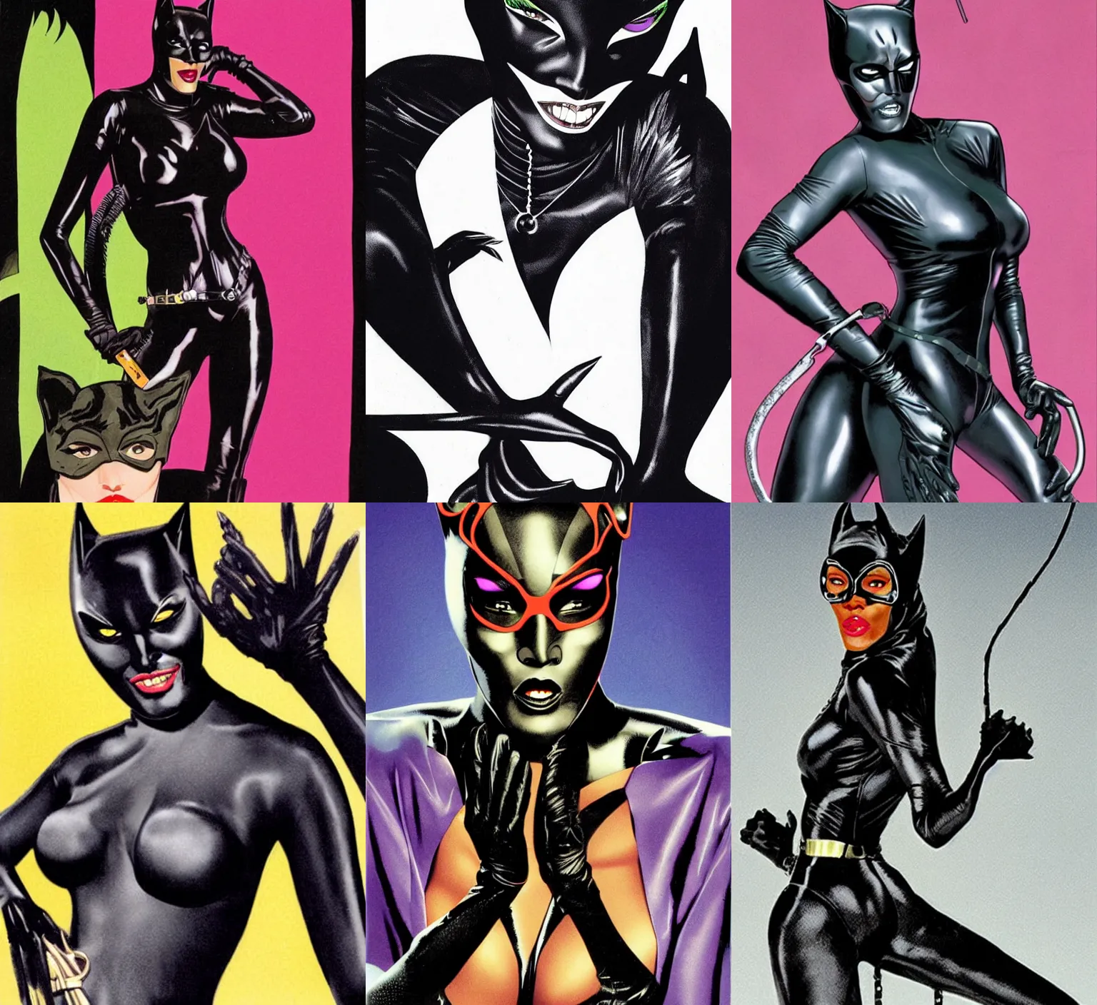 Prompt: promo art of grace jones as catwoman,