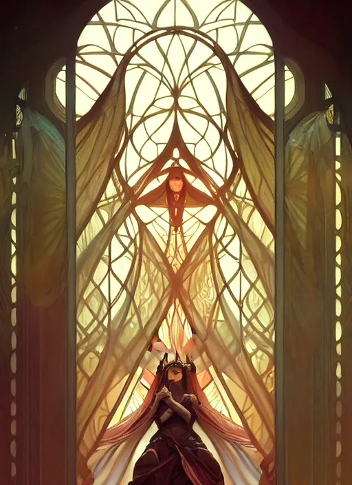 Prompt: symmetry seamless, fantasy, window intricate, elegant, highly detailed, digital painting, artstation, concept art, smooth, sharp focus, illustration, art by artgerm and greg rutkowski and alphonse mucha