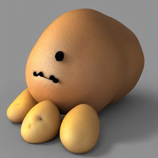 Image similar to 3 d rendered potato with adorable face