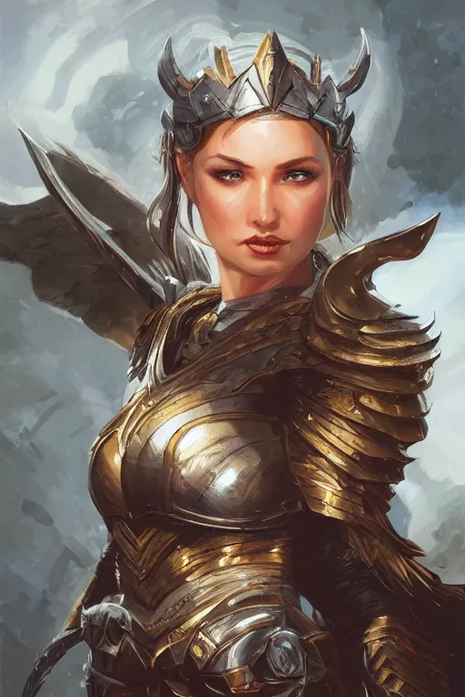 Image similar to amazon valkyrie athena, d & d, fantasy, portrait, highly detailed, headshot, digital painting, trending on artstation, concept art, sharp focus, illustration, art by artgerm and greg rutkowski and magali villeneuve